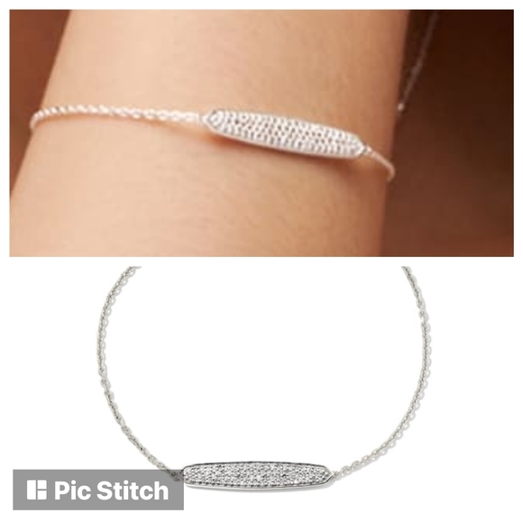 Kendra Scott Jewelry - Kendra Scott New Mattie Sterling Silver Pave Delicate Bracelet in White Diamond